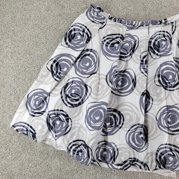 GAP Womens Skirt 16 White Blue Rosebud Abstract Swirl Pleated‎ Lined A-Line Mini - Picture 7 of 13